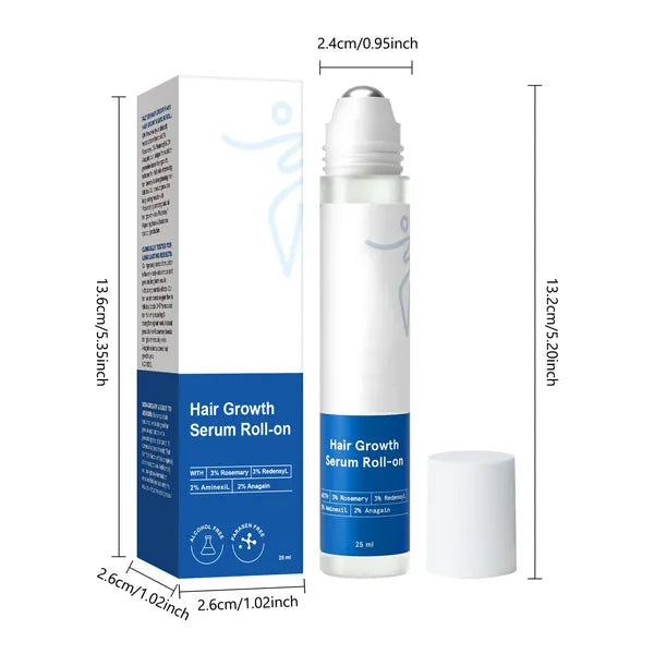 Roll-On Serum with measurements: bottle 13.2 cm tall, box 13.6 cm tall